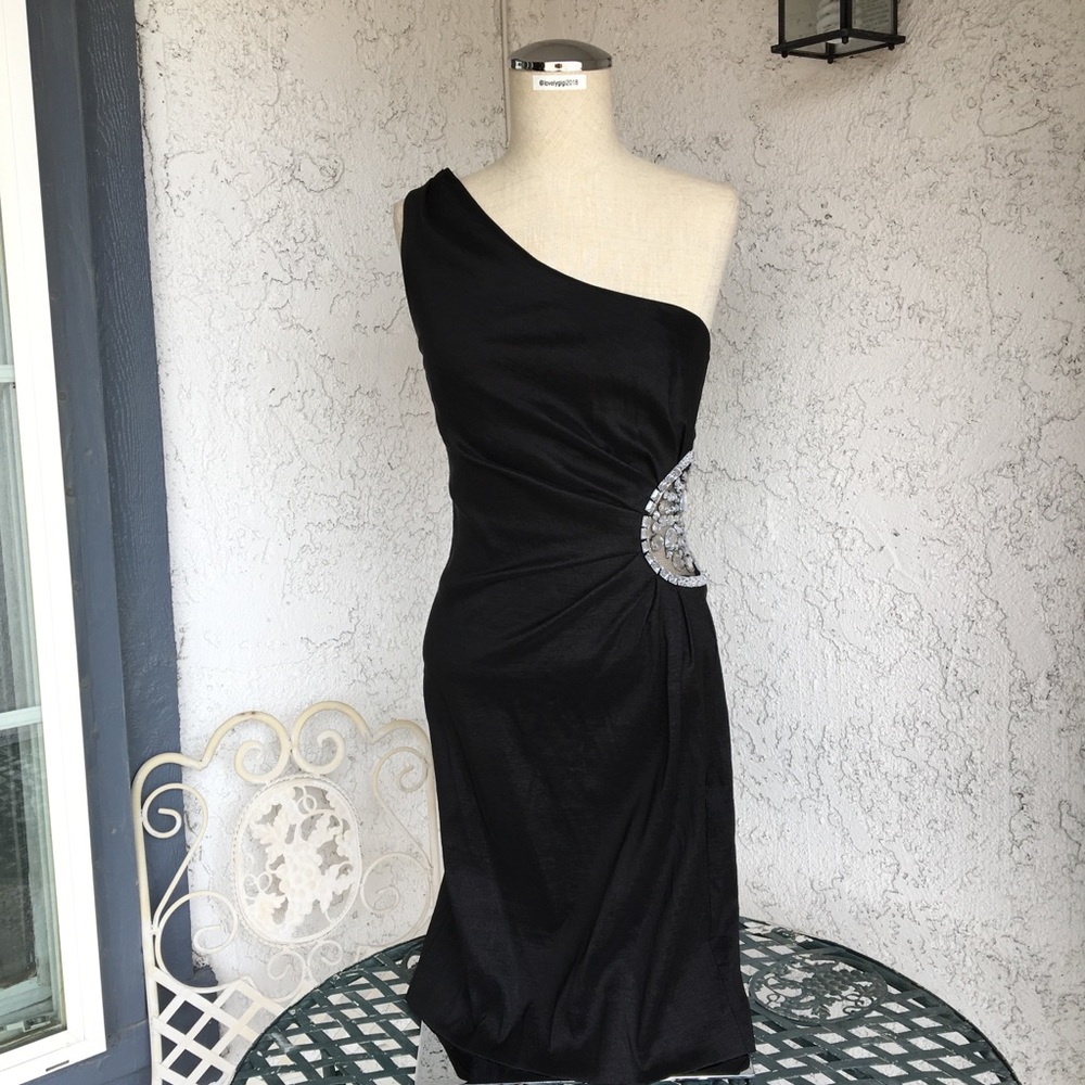 Black Off The Shoulder Dress With Side Mesh